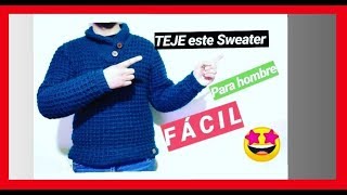 Sweater tejido a crochet para Hombre 😃 Paso a paso Tutorial N°1 [upl. by Follmer]