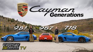 Porsche Cayman Generations 987981718 compared  Which is best  Everyday Driver TV S4 [upl. by Isdnyl]