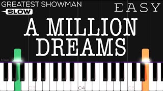 The Greatest Showman  A Million Dreams  SLOW EASY Piano Tutorial [upl. by Eatton12]