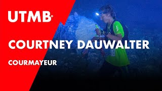 UTMB 2023  Courtney Dauwalter at Courmayeur aid station [upl. by Okemak]