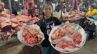 Market show Yummy beef brain and beef meat cooking with country style  Cooking with Sreypich [upl. by Rexer]