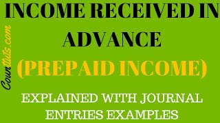 Income Received In Advance Prepaid Income  Explained with Journal Entries Examples [upl. by Sylvia]