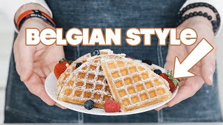 Homemade Belgian Waffles Recipe Brussels Style [upl. by Yelir]