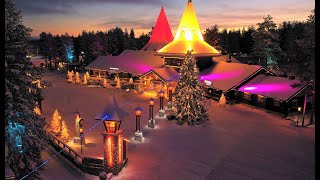 Santa Claus Village in Rovaniemi Lapland by air  home of Father Christmas on Arctic Circle Finland [upl. by Burd]