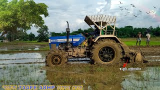 Swaraj 2023 New Model 744 Fe 4WD Tractor Rottarvator Pudding Performance [upl. by Ydnes]