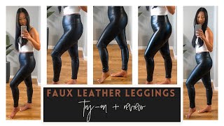 TRYING ON 7 DIFFERENT BRANDS OF FAUX LEATHER LEGGINGS  JAMIE SCHROEDER [upl. by Prem]