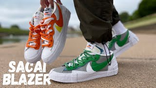 A Small Change… Nike X Sacai Blazer Low Review amp On Foot Magma OrangeClassic Green [upl. by Broderick]