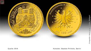 100 Euro Goldmünze UNESCOWelterbe Schlösser Augustusburg und Falkenlust 2018 [upl. by Ekim]