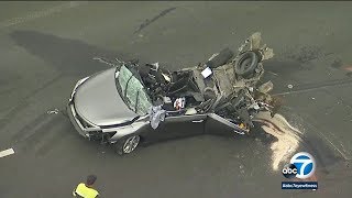 DASHCAM 1 killed 3 hurt in chainreaction crash on 15 Freeway I ABC7 [upl. by Nirda]