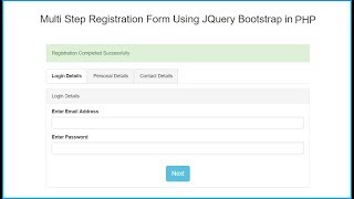 Multi Step Registration Form Using JQuery Bootstrap in PHP [upl. by Karl341]