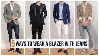 How to Wear A Blazer With Jeans  Casual Men’s Fashion  Spring Outfit Inspiration [upl. by Kcirej905]