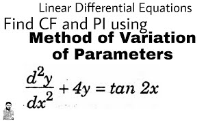 14 Method of Variation of Parameters  Problem1  DIFFERENTIAL EQUATIONS OF HIGHER ORDER [upl. by Uile]