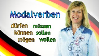 MODALVERBEN dürfen können mögen müssen sollen wollen Deutsch lernen 7 [upl. by Tobye984]