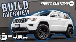 BUILD OVERVIEW 2019 Jeep Grand Cherokee w 25 Inch Lift Kit 20x9 Fuel Blitz │ Krietz Customs [upl. by Alurta219]