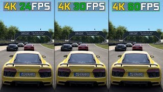 4K 24 fps vs 30 fps vs 60 fps  2160p GAMING Comparison High Graphics [upl. by Hogen998]