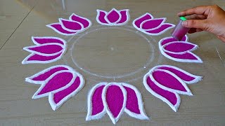 Easy amp Beautiful New Year Rangoli Designs  Sankranthi Muggulu Designs  Easy Pongal Kolam Designs [upl. by Adrahc]