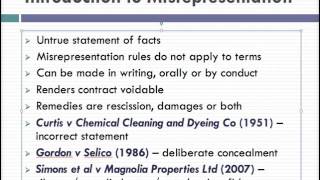 Misrepresentation Lecture 1 of 4 [upl. by Ynomrah]