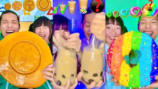 Rainbow Small to Giant Food Challenge Compilation Squid game Food🥵bubble tea boba Part6 [upl. by Arni]