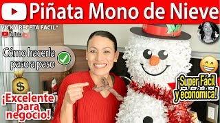 Cómo hacer una PIÑATA de MONO DE NIEVE o MUÑECO DE NIEVE  VickyRecetaFacil [upl. by Aramenta]