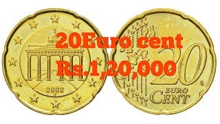 20 Euro Cent 2002 Rare and most valuable coin Value Rs120000 [upl. by Ecnerret]