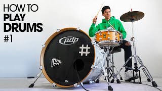 HOW TO PLAY DRUMS  Beginner Drum Lesson 1 [upl. by Nyliret380]