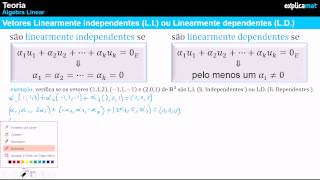 Vetores Linearmente Independentes  Vetores Linearmente Dependentes [upl. by Leeda]