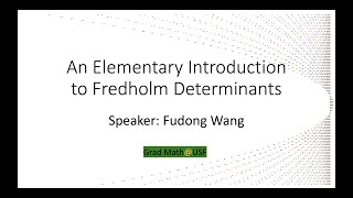 An Elementary Introduction to Fredholm Determinants [upl. by Yrral885]