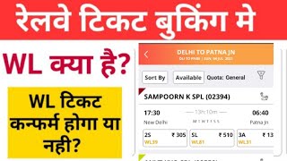 WL ka matlab kya hota hai  WL ticket confirmation chances  WL Waiting List means in hindi [upl. by Flavio]