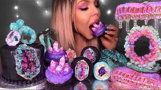 ASMR EDIBLE GEODE ROCKS QAURTZ CRYSTALS GEODE CAKE AMETHYSTS GEODE HONEYCOMB MUKBANG 먹방 [upl. by Lorie575]