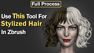 Use This Tool For Sculpting Stylized Hair In Zbrush  Sculpting Tutorial [upl. by Nelag]