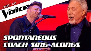 TOP 10  SURPRISE Coach SING ALONGS during the Blind Auditions in The Voice [upl. by Nahsad208]