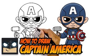 How To Draw Captain America  With Shield and Mjolnir [upl. by Blumenfeld]