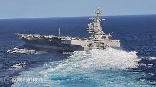 US Navy Releases Incredible Video of USS Gerald R Ford Conduct HighSpeed Turns [upl. by Nnuahs766]