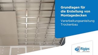 Erstellung von Montagedecken  Rigips Verarbeitungsanleitung Trockenbau [upl. by Noivert]