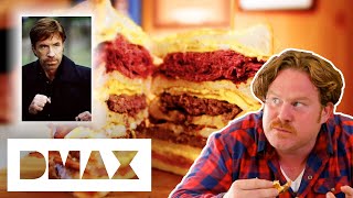 Casey Webb VS the 35 POUND CHUCK NORRIS Breakfast Sandwich  Man v Food [upl. by Gratiana]