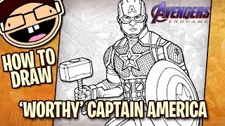 How to Draw CAPTAIN AMERICA with MJOLNIR Avengers Endgame  Narrated StepbyStep Tutorial [upl. by Bohs]