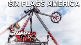 Harley Quinn Spinsanity Opens at Six Flags America  DMV’S Tallest Fastest Pendulum Ride [upl. by Mettah248]