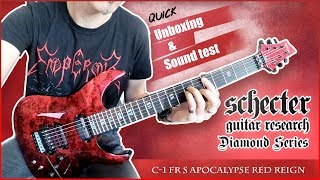 Schecter Diamond Series C1 FR S Apocalypse Red Reign Guitar  Quick Unboxing amp Sound Test [upl. by Joyan715]