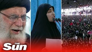 Qasem Soleimani funeral  Huge crowds as daughter threatens US [upl. by Vergil]