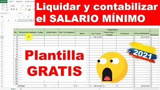 Como Liquidar el SALARIO MINIMO 2021 en COLOMBIA con Excel plantilla gratis [upl. by Nemzaj]