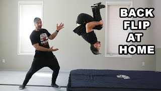 Learn How To Backflip AT HOME Easy Tutorial for Beginners [upl. by Dragelin]