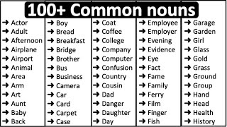 100 Common Nouns in English 📚  Parts of speech [upl. by Verna263]