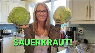 How to make homemade CANNED Sauerkraut  water bath style [upl. by Trellas173]