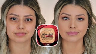 NEW LOREAL INFALLIBLE FOUNDATION IN A POWDER  REVIEW  FULL DAY WEAR TEST [upl. by Ainolopa323]