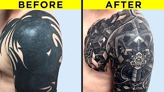 Most Creative Tattoo Cover Ups [upl. by Xavler]