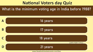 National Voters day Quiz  General Knowledge Quiz India [upl. by Perreault245]