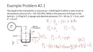 Thermodynamics Example  Manometer Problem [upl. by Farkas]