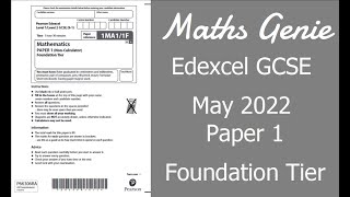 Edexcel GCSE Maths May June 2022 1F Exam Paper Walkthrough [upl. by Novart]