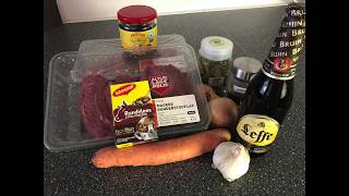 Hugos stoofvlees met leffe Bruin bier uit de slowcooker  Crockpot uit het Leffe kookboek [upl. by Baras38]