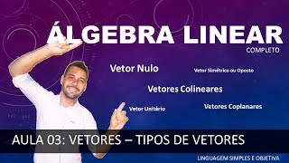 ÁLGEBRA LINEAR  Aula 03  Vetores  Tipos de Vetores [upl. by Kevon146]